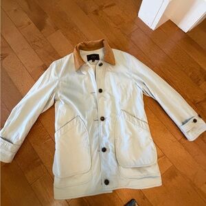 J. Crew Light Blue Utility Jacket with Brown Corduroy Collar